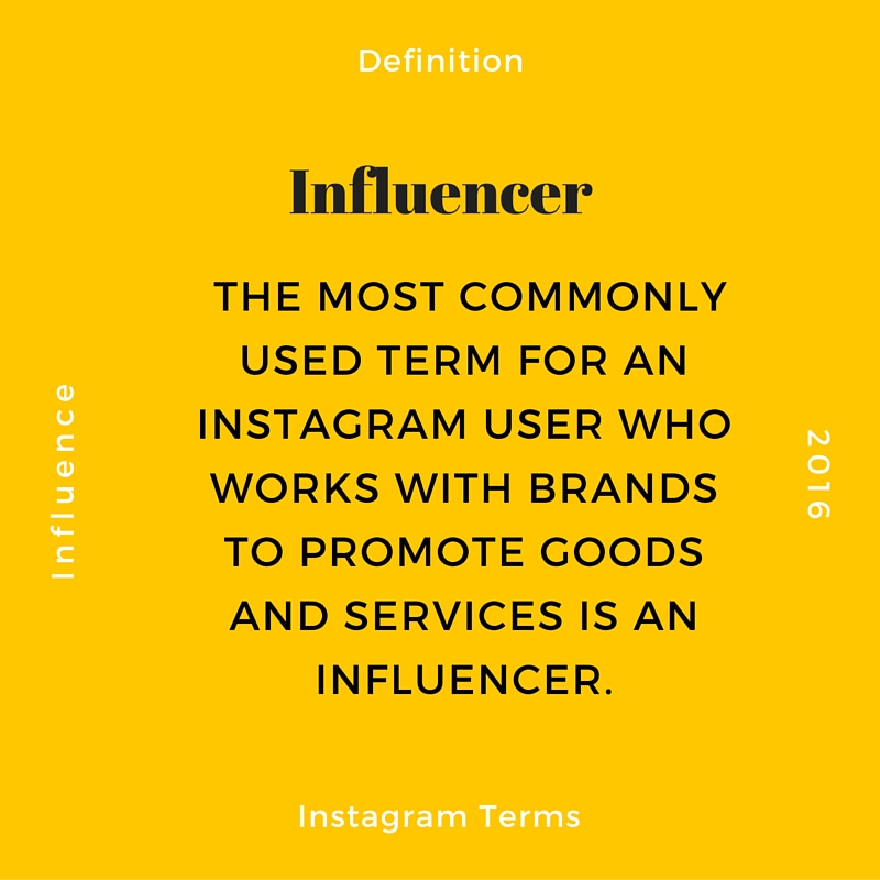 The most commonly used term for an Instagram user who works with brands to promote goods and services is an Influencer.