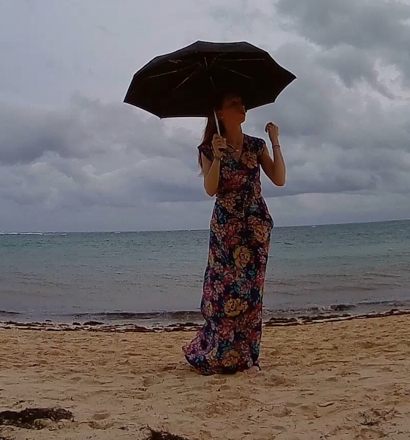 Rain Beach Umbrella Maxi Dress