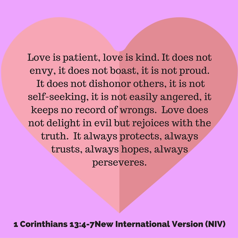 Love is patient, love is kind. It does not envy, it does not boast, it is n
